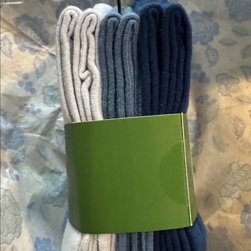 NWT Kate Spade Crew Socks 6 Pairs Blue Heart Mid Calf - Picture 5 of 5
